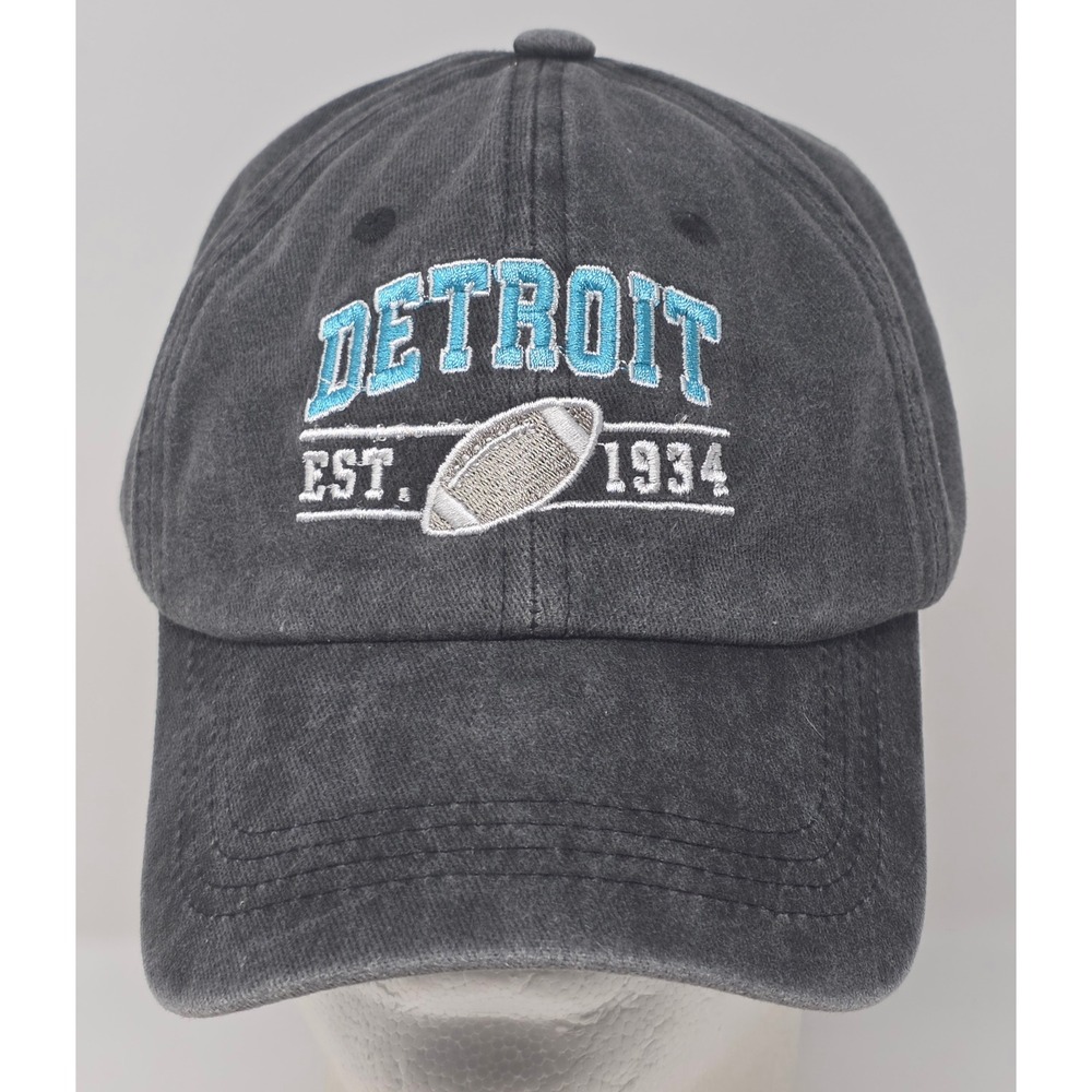 Detroit Lions Football Strapback Hat Gray Est 1934 NFL Washed Out Cap